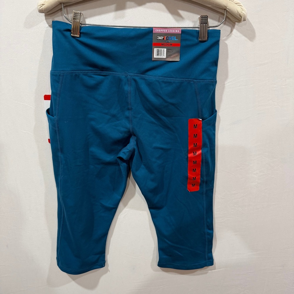32 Degrees Cool Women Cropped Legging Blue Teal High Rise Side Pockets M 1766989 - Picture 2 of 6